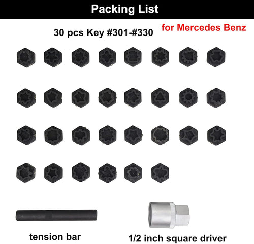 32PCS Automotive Wheel Locks Lug Nuts Socket Set D3088
