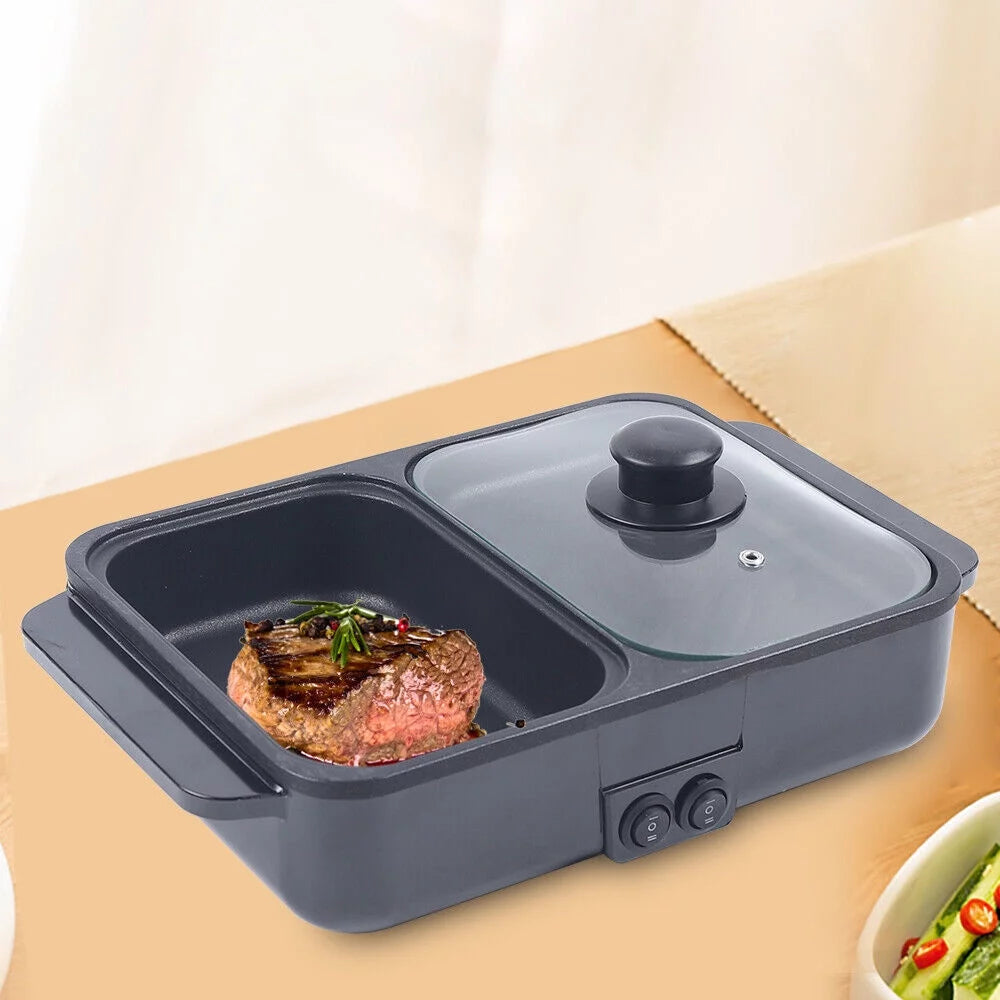 2 In 1 Portable Electric Hot Pot BBQ Grill Non-Stick H75108
