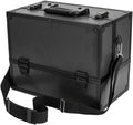 Portable Makeup Train Case with Lock and Compartments, black Y43909