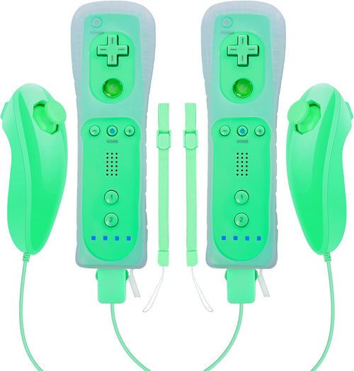 2 Packs Wireless Controller and Nunchuck Joystick with Silicone Case and Wrist Strap X9624