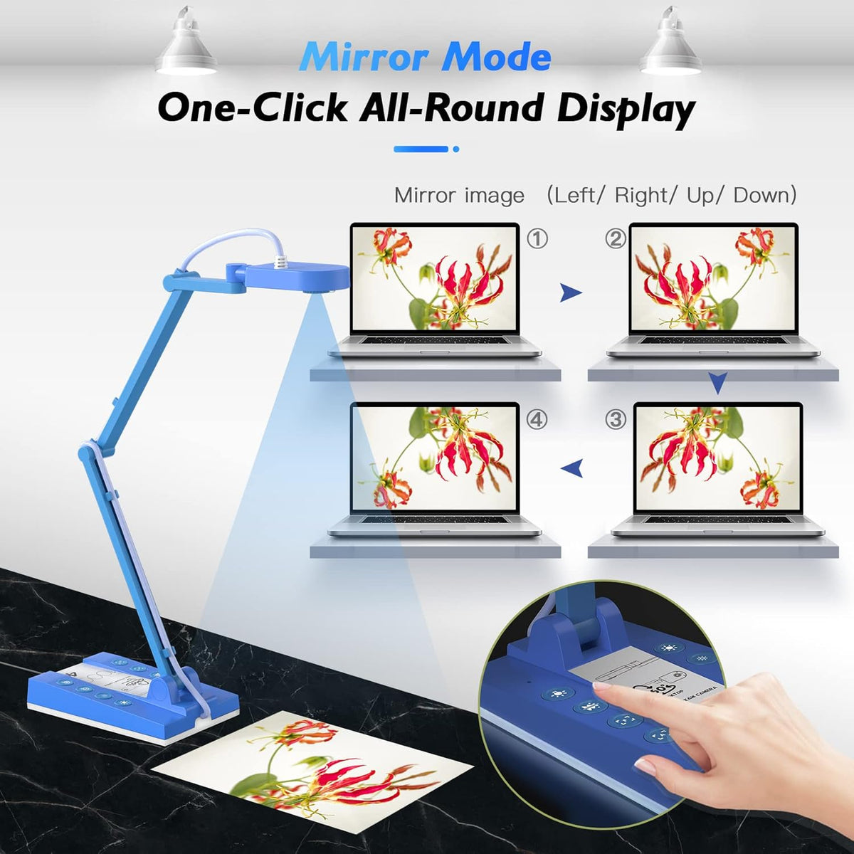 USB Document Camera 10MP with Multi Angle Rotation Adjustment LED Light Q22137