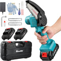 Mini ChainSaw with 2 Battery, 4-Inch Cordless Electric Pruning Chain Saw with Replacement Chain, One-Handed Portable Chainsaw X102500