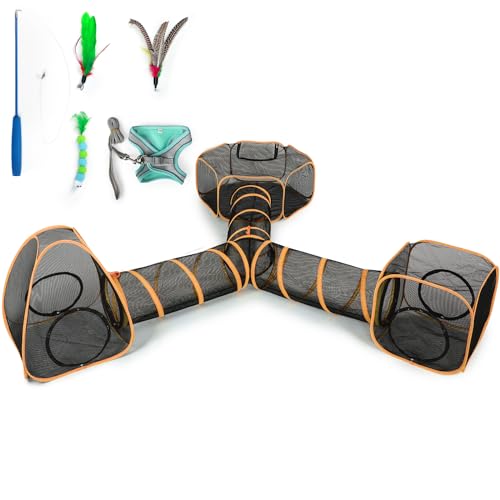 5 in 1 Outdoor Cat Tents with Tunnels Y45910