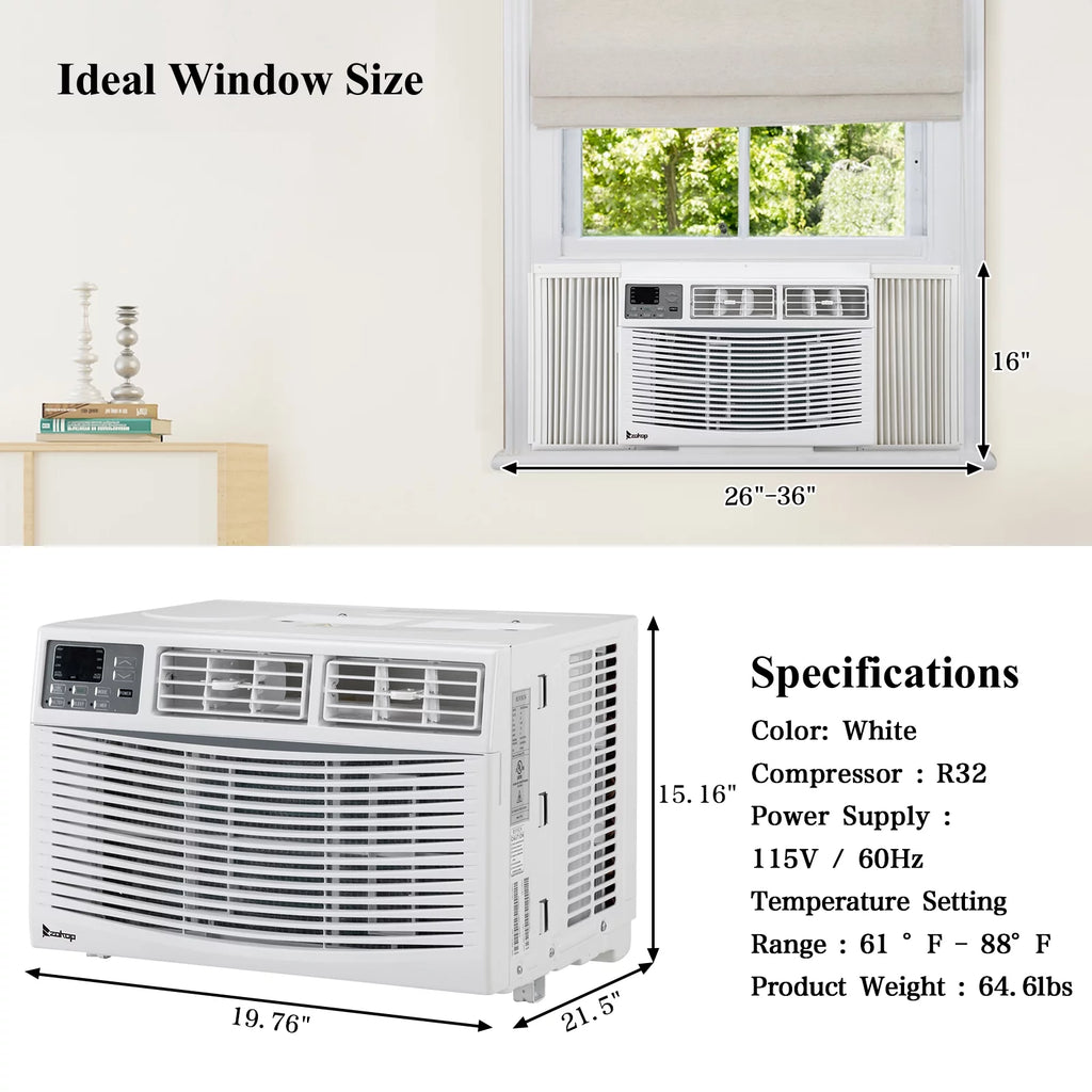 12000BTU 115V White Window-Mounted Air Conditioner with Remote Control P381048