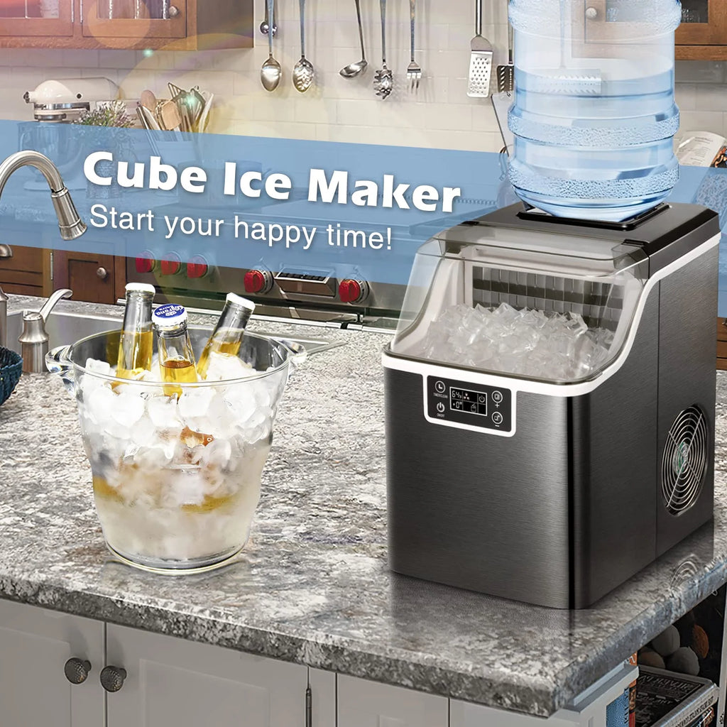 44Lbs/24H Self-Cleaning Portable Compact Ice Maker with Ice Scoop & Basket J973