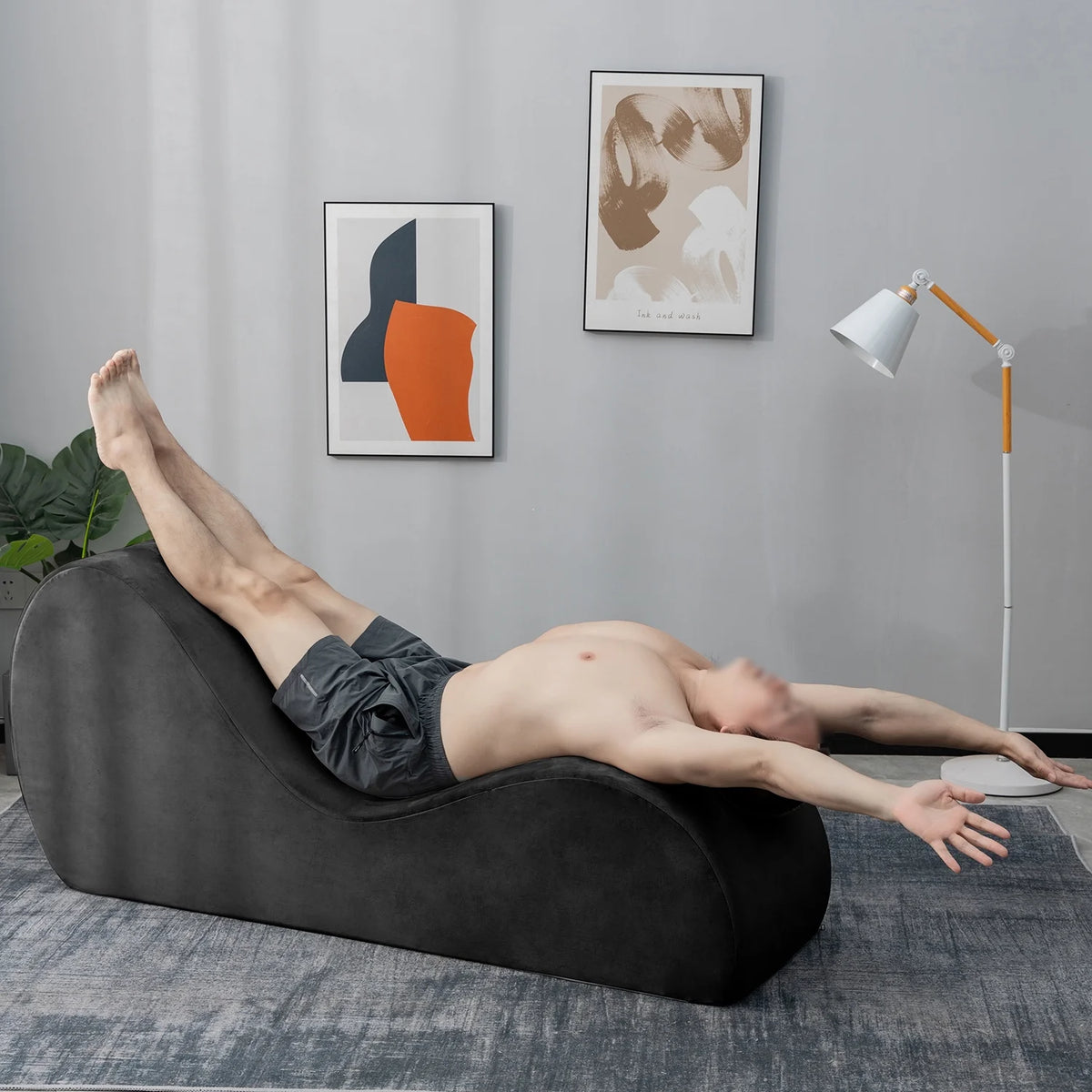 Yoga Chaise with Washable Cover, Side Pockets, Non-Slip Bottom M19093