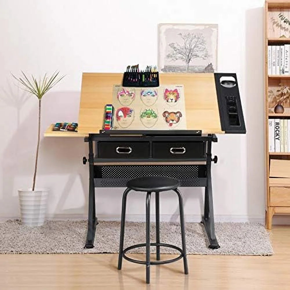 Height Adjustable Drafting Table with Stool M6364