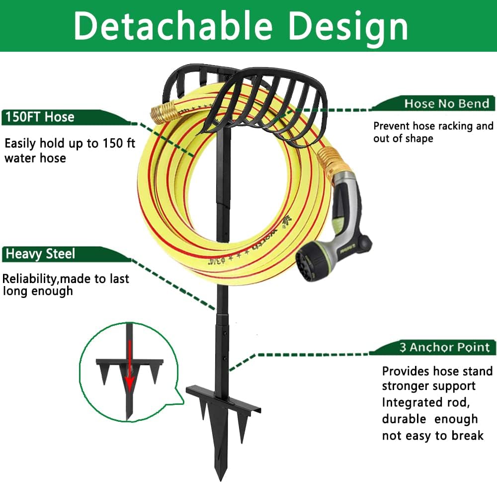 Black Pack of 2 Freestanding Hose Holder Stand Rack D969219