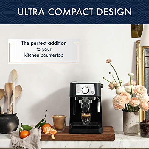 Black Manual Espresso Machine with Milk Frother Steam Wand O826059