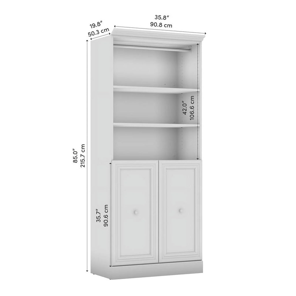 Queen Murphy Bed and Organizer in White E15139