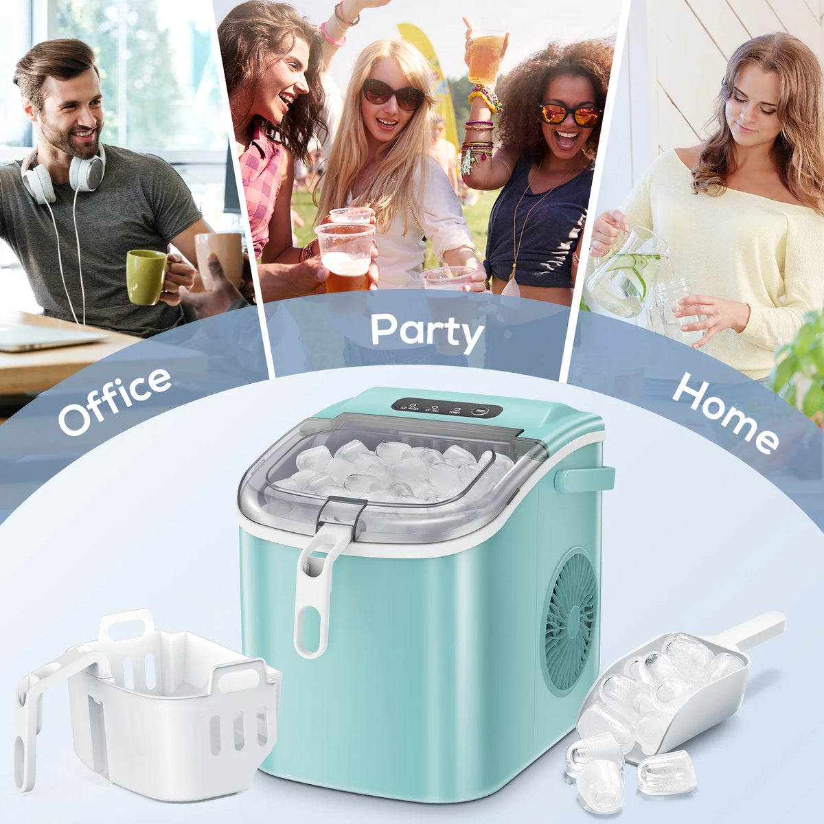 Portable Countertop Ice Maker with Handle, 26Lbs/24H, Green V404322