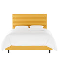 Queen Horizontal Channel Bed Yellow Velvet I973