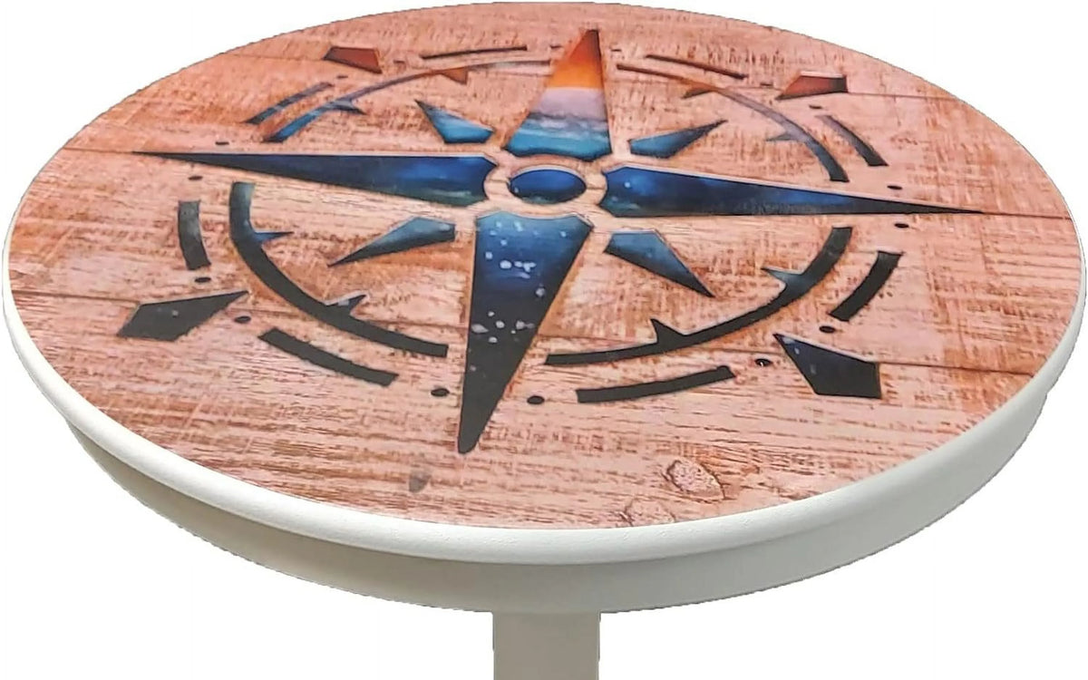 Round Solid Wood Accent Table with Anchor Legs 20'' X 24'' T3694
