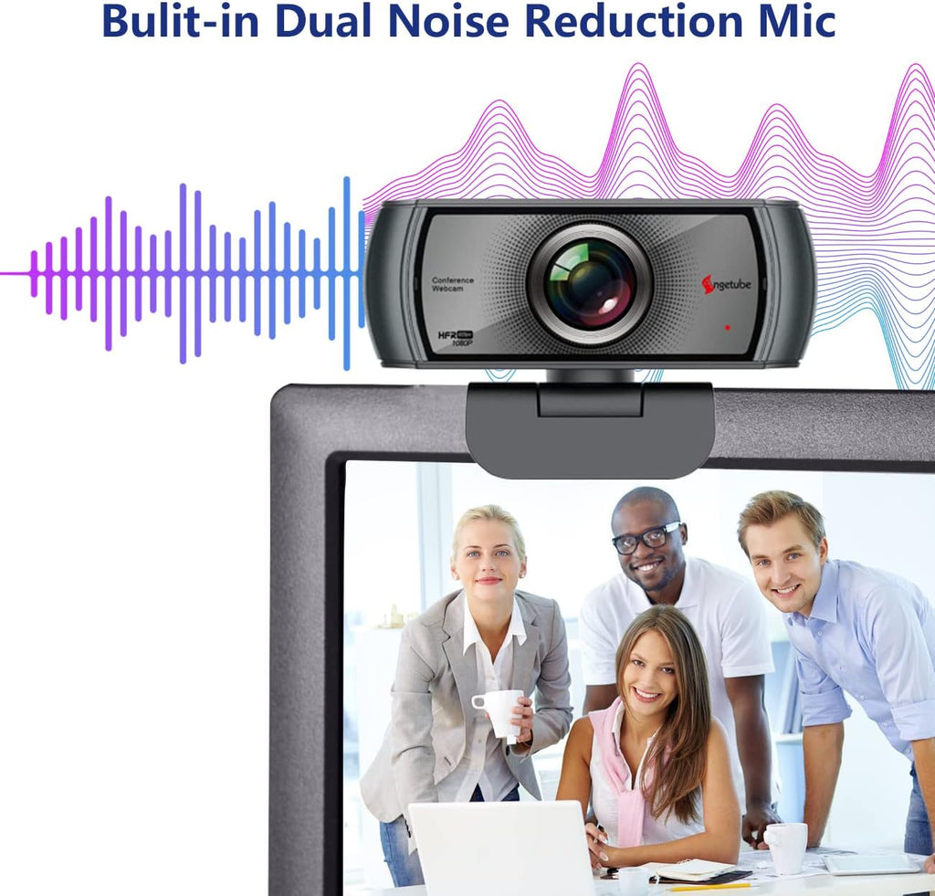 1080P 60fps Webcam with Microphone, 120° Wide Angle Dual Noise Reduction Mics, HD Streaming USB Camera Q98854