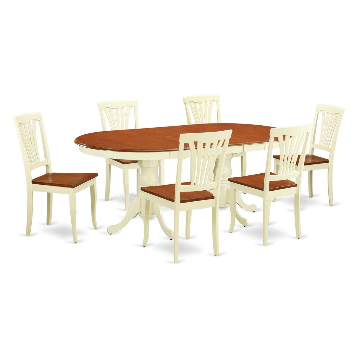 7-piece Dining Set with Leather Chairs in Cherry A85416