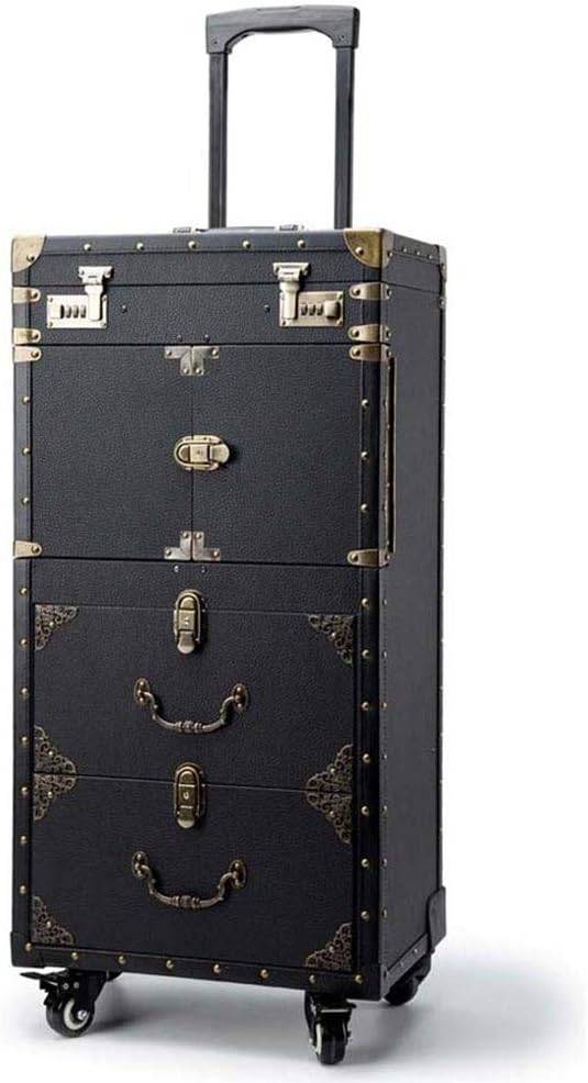 Rolling Lockable Makeup Train Case with Hair Dryer Holder C819