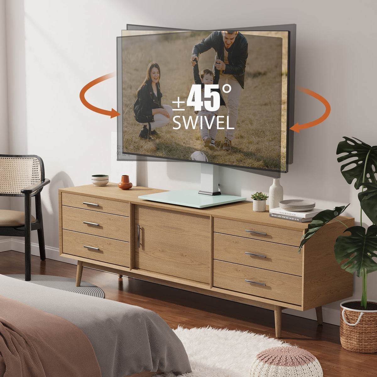 White Universal TV Stand Tabletop TV Base with Swivel Mount for 19''-40" inch Flat Screen Tvs S850250
