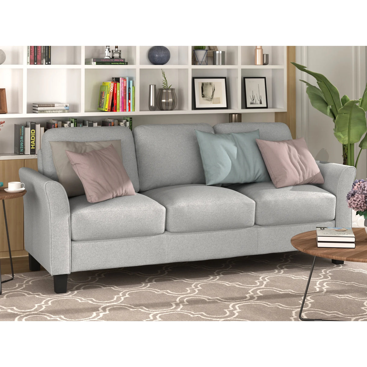 Light Gray Armrest Sofa Loveseat Chair 3-Seat Sofa C86509