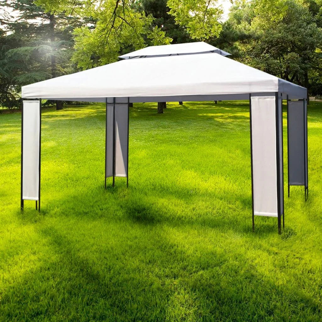 White Steel Frame Garden Canopy Tent Sun Shelter 118.1 x 157.5 Inches D6884