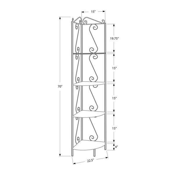 Brown Metal 4-Shelf Corner Bookcase E149949