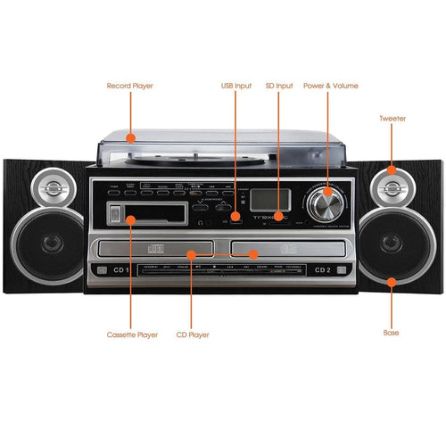 3-Speed Turntable with CD Player Cassette Player FM Radio S470849