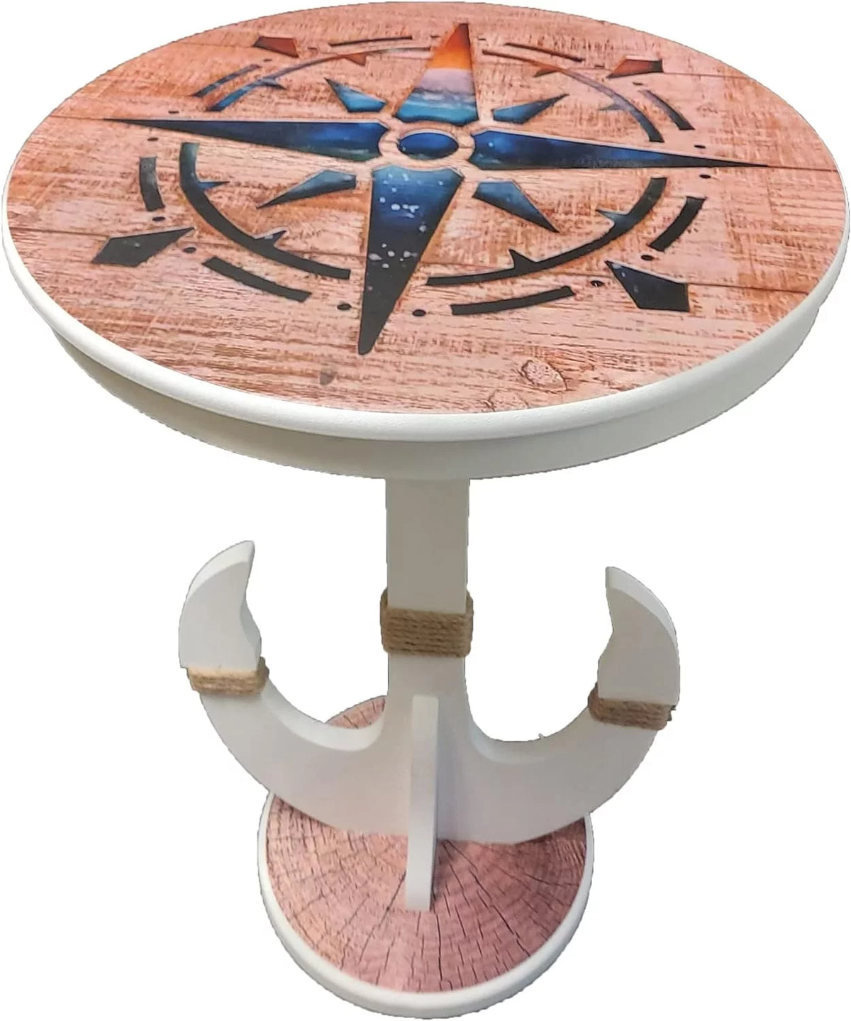 Round Solid Wood Accent Table with Anchor Legs 20'' X 24'' T3694