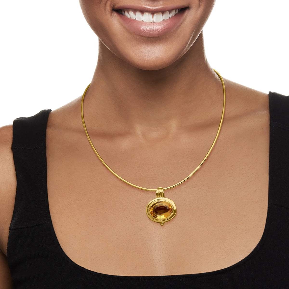 Vintage 23.00 Carat Citrine Omega Necklace in Yellow Gold P740