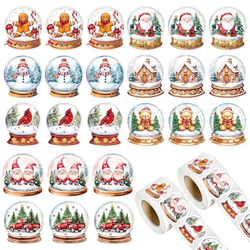 1000pcs Christmas Stickers Roll 1.57 Inch H44976