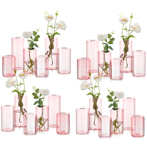 12pcs Pink Glass Bud Vases V302