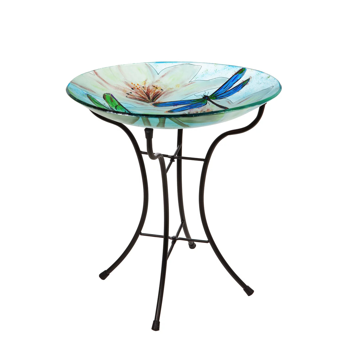 16" Glass Bird Bath with Stand P748