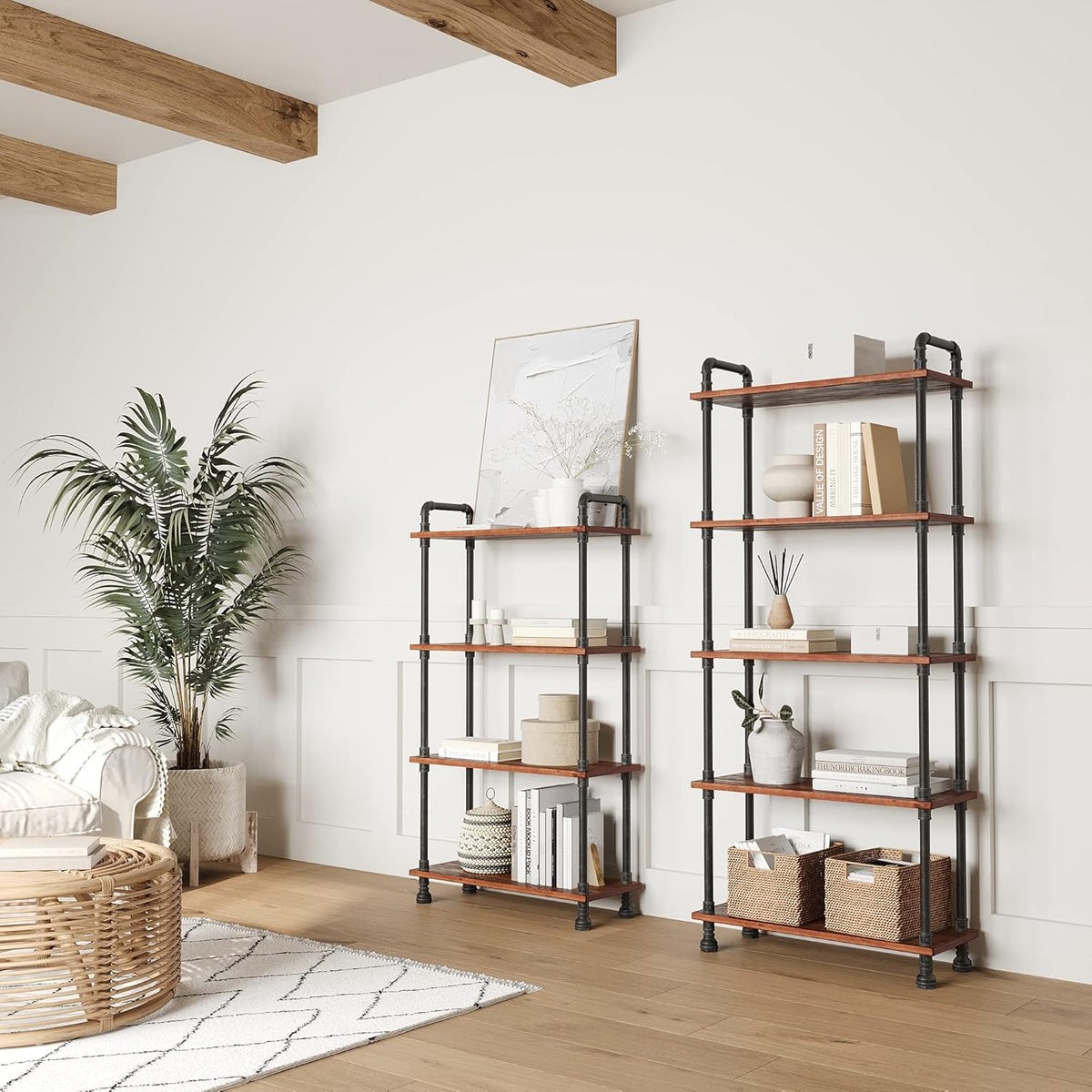 5-Tier Solid Pine Open Wood Bookcase, Brown N73622