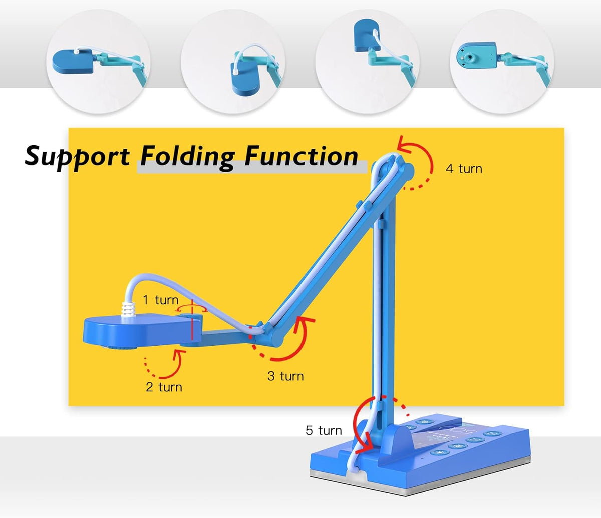 USB Document Camera 10MP with Multi Angle Rotation Adjustment LED Light Q22137
