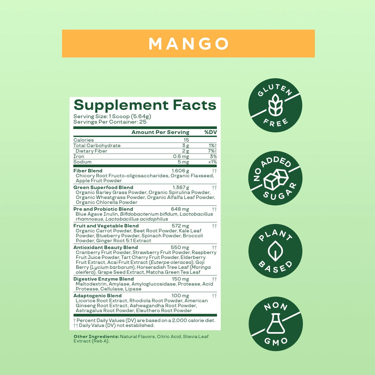 Greens & Superfoods Powder Mango 25 Servings R92641