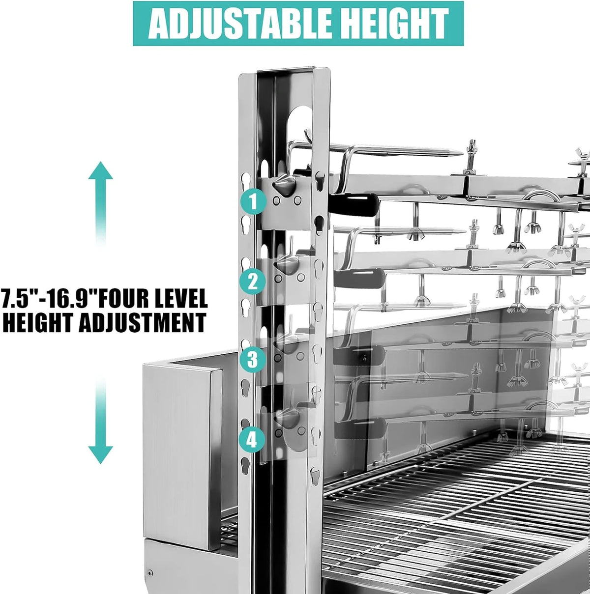 Stainless Steel Rotisserie Grill with Back Cover Guard N646