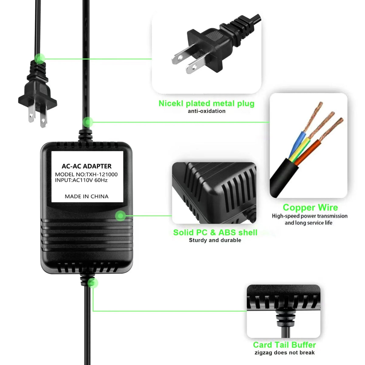 12V AC to AC Adapter Charger Power Supply Cord R22756