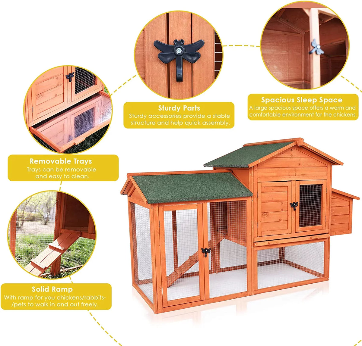 52'' Wooden Chicken Coop with Nesting Box I498