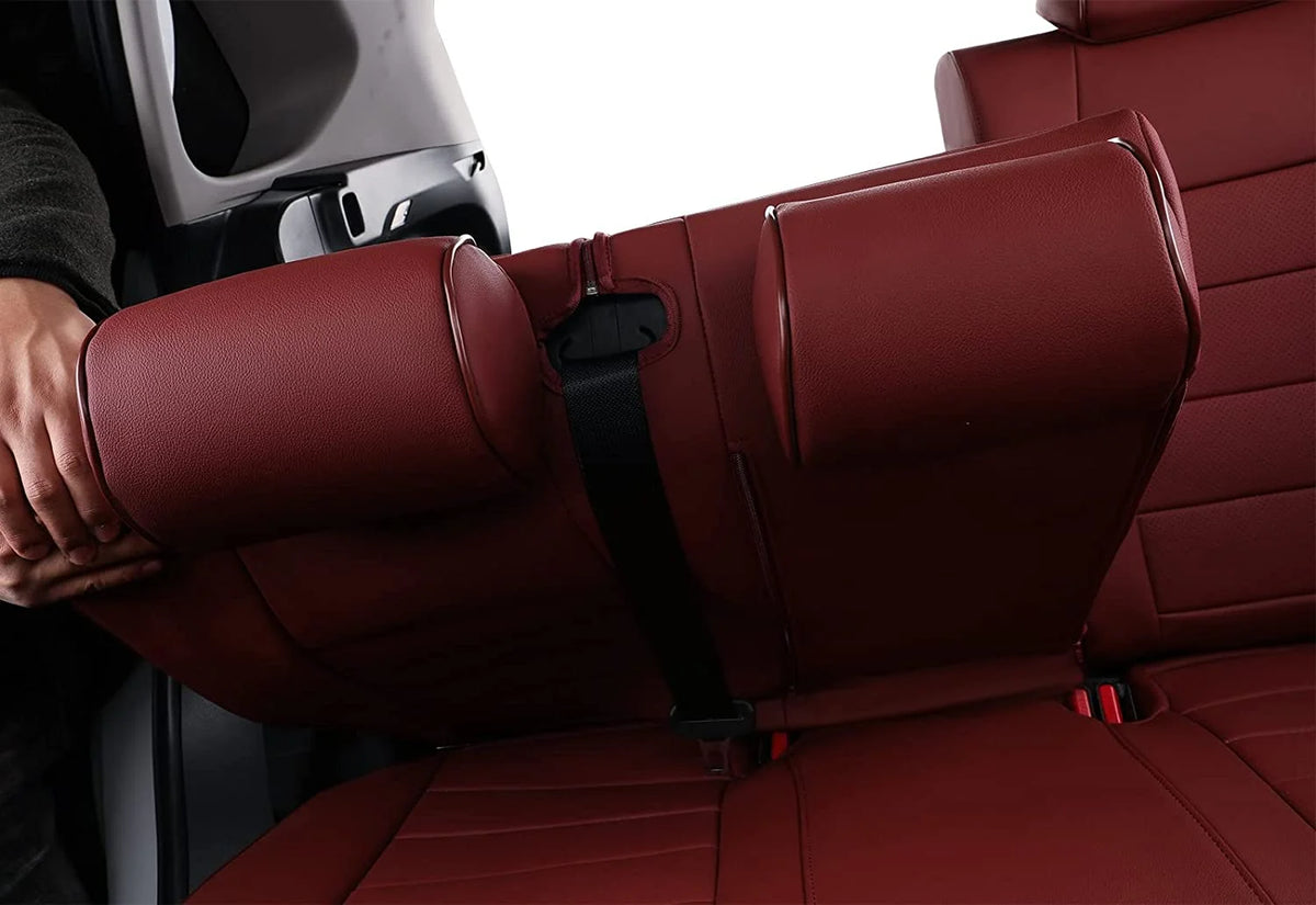 Burgundy Leather Full Set Car Seat Covers B825