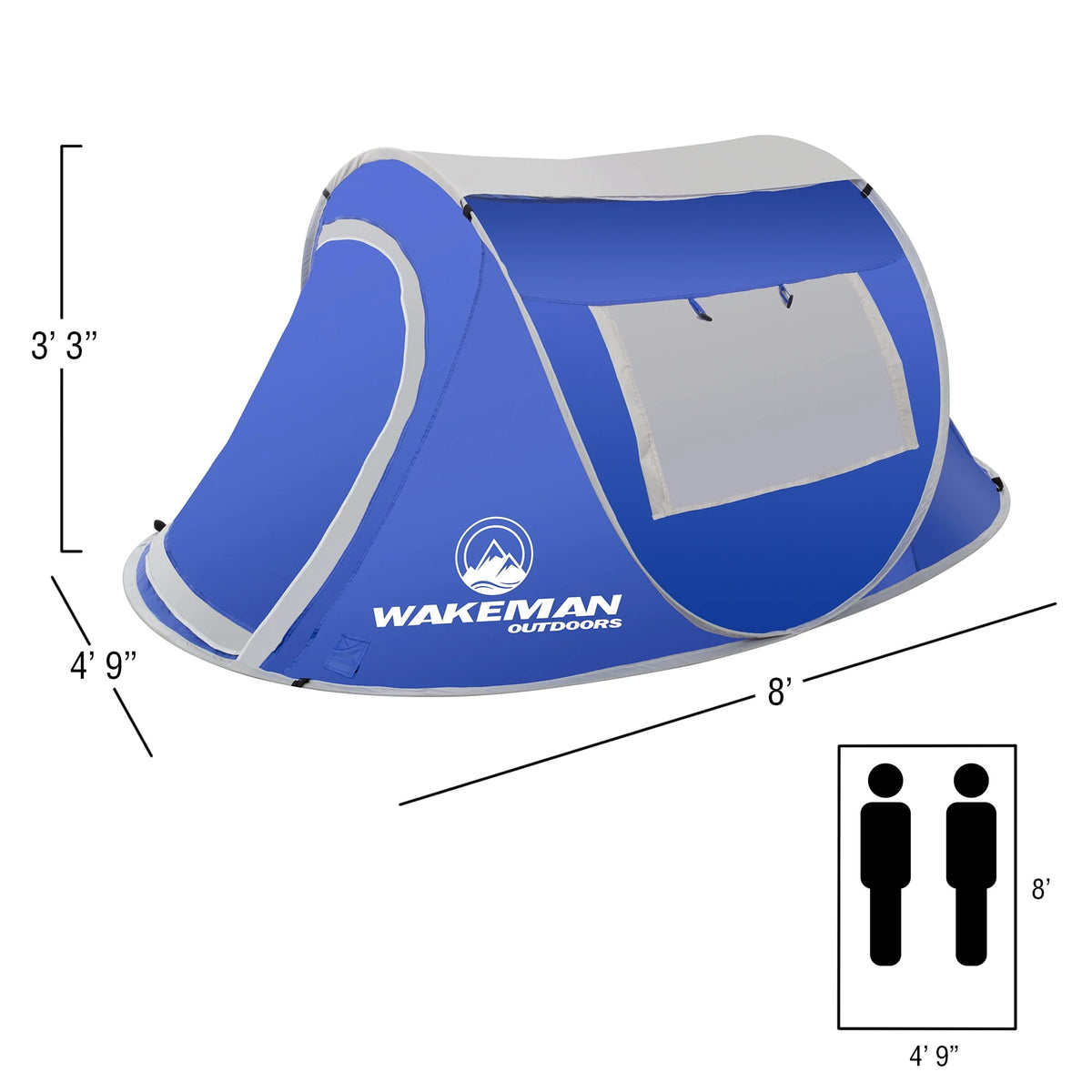 Blue Water-Resistant Polyester 2-Person Pop-up Tent with Rainfly and Carry Bag F993668