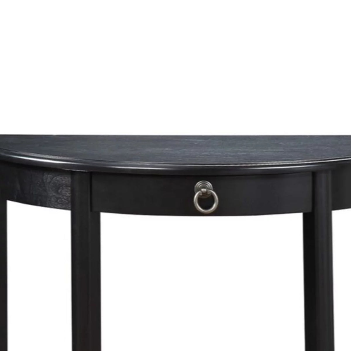 Black Wood Half Moon Console Table with Drawer K420