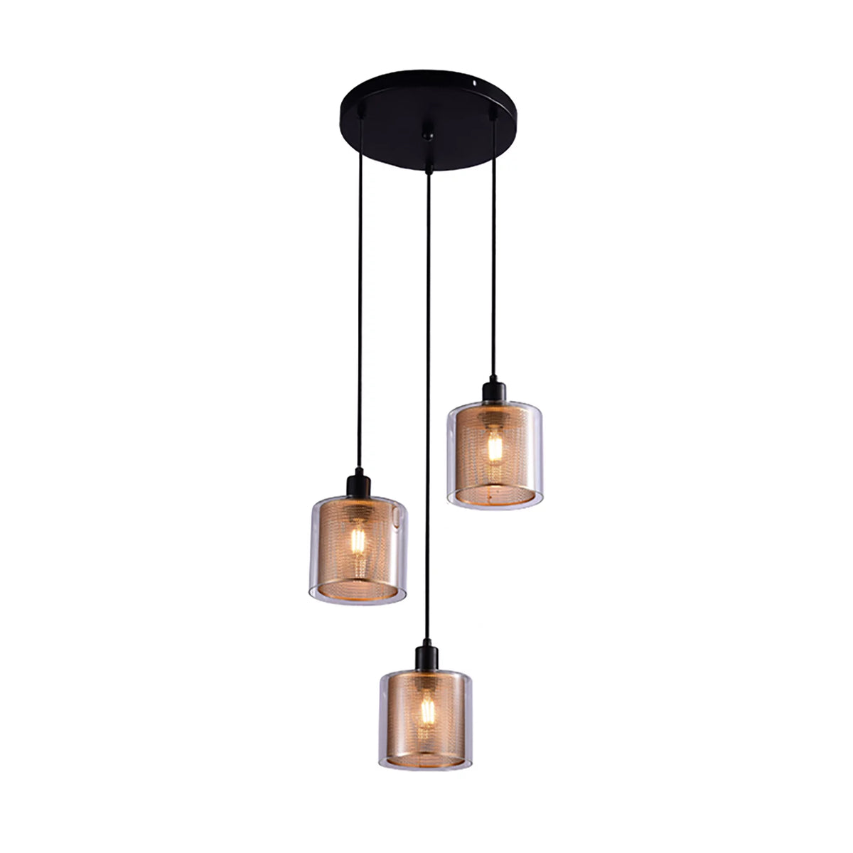 3-head Height Adjustable Gold Glass Chandelier S8984