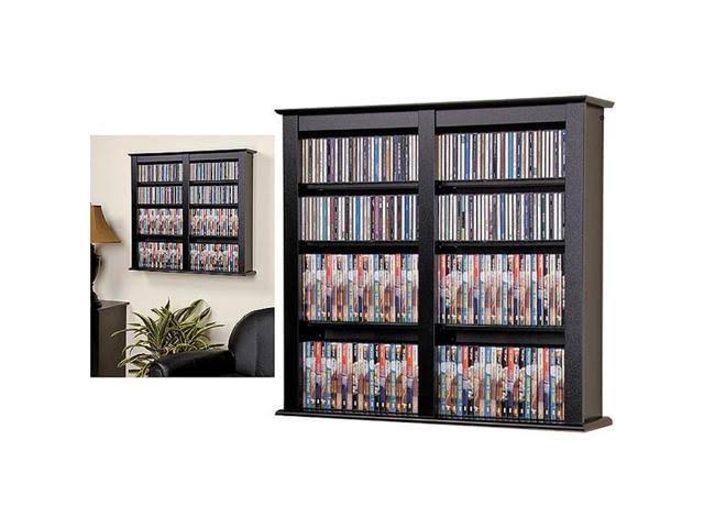 Black Double Floating Media Wall Storage Shelf M1803