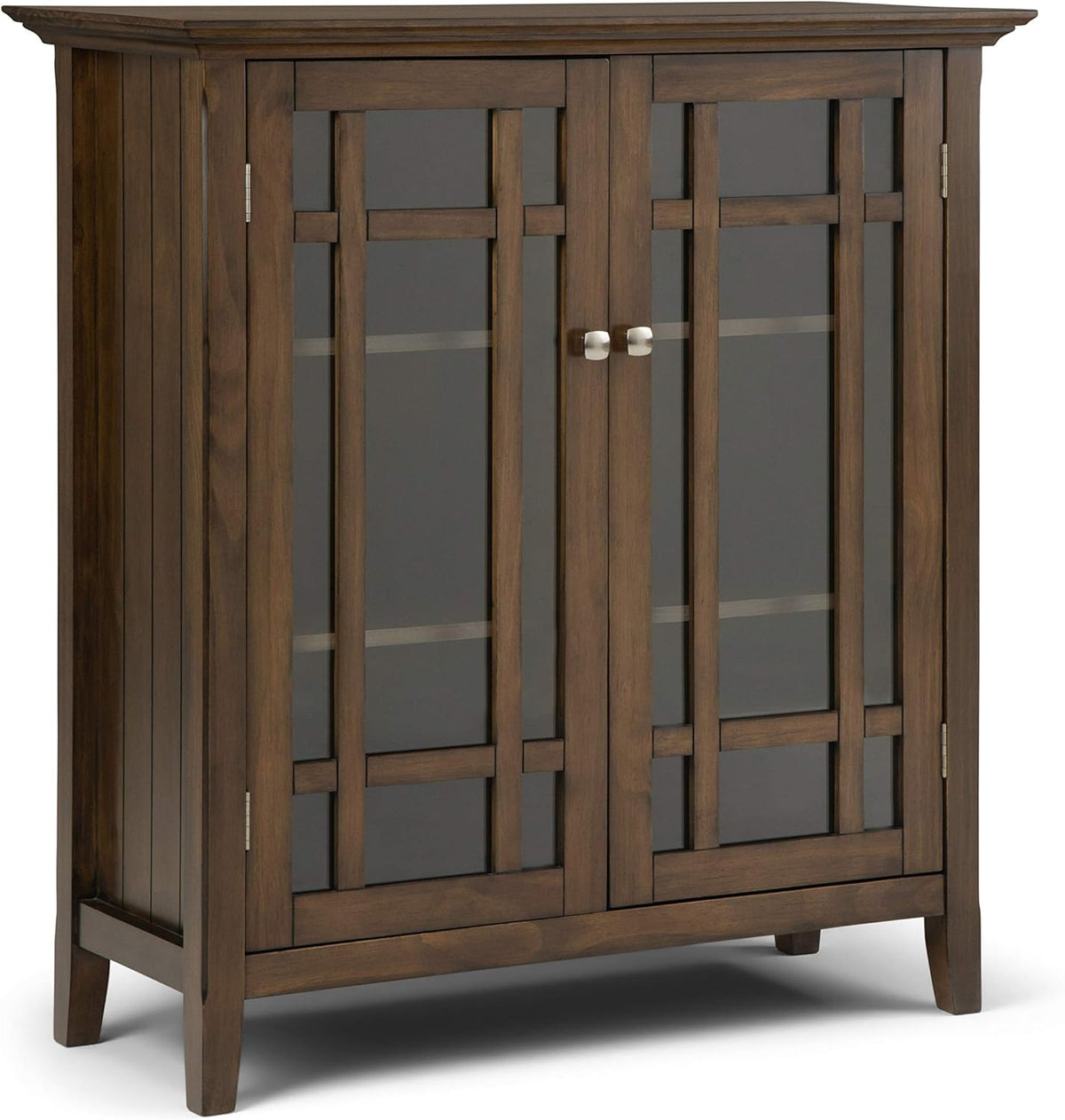 39 inch Rustic Medium Storage Cabinet with 2 Tempered Glass Doors N2606
