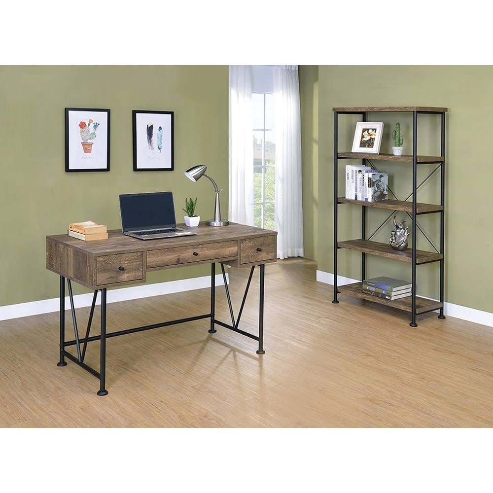 Rustic Oak 3-Drawer Writing Desk C241391