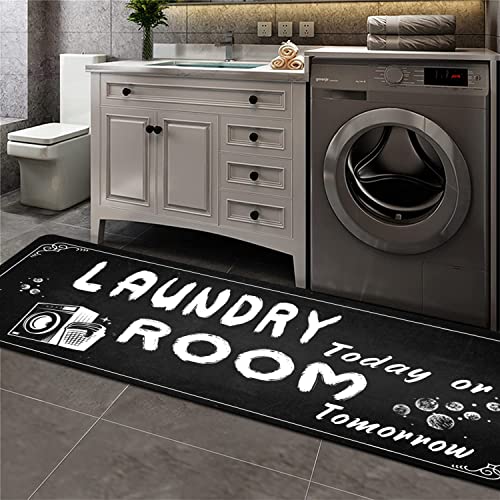 Non Slip Large Laundry Rug 20x47inch Black G708664
