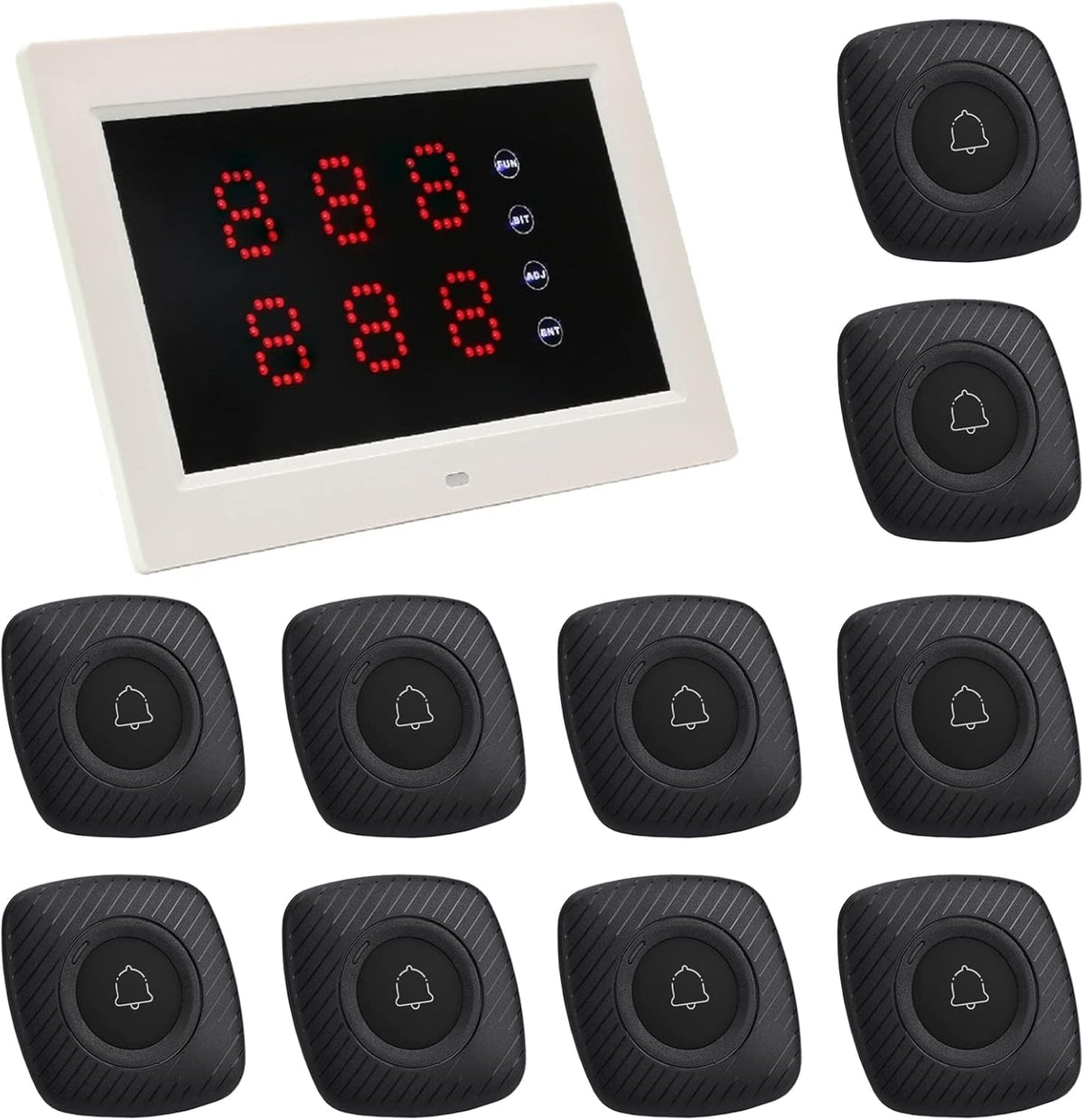 Wireless Calling System with 1 Number Display and 10 Waterproof Call Buttons H971456