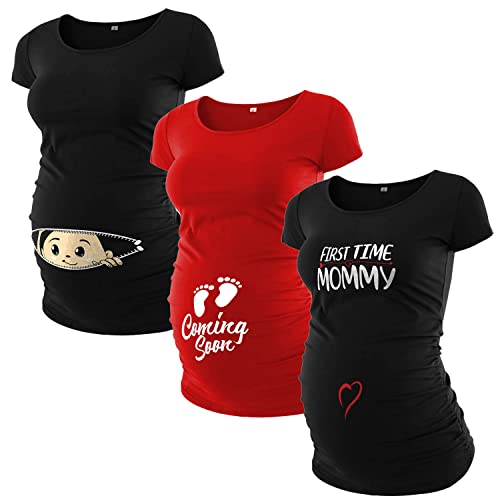Pack of 3 Maternity Shirts with Ruched Sides Q593467