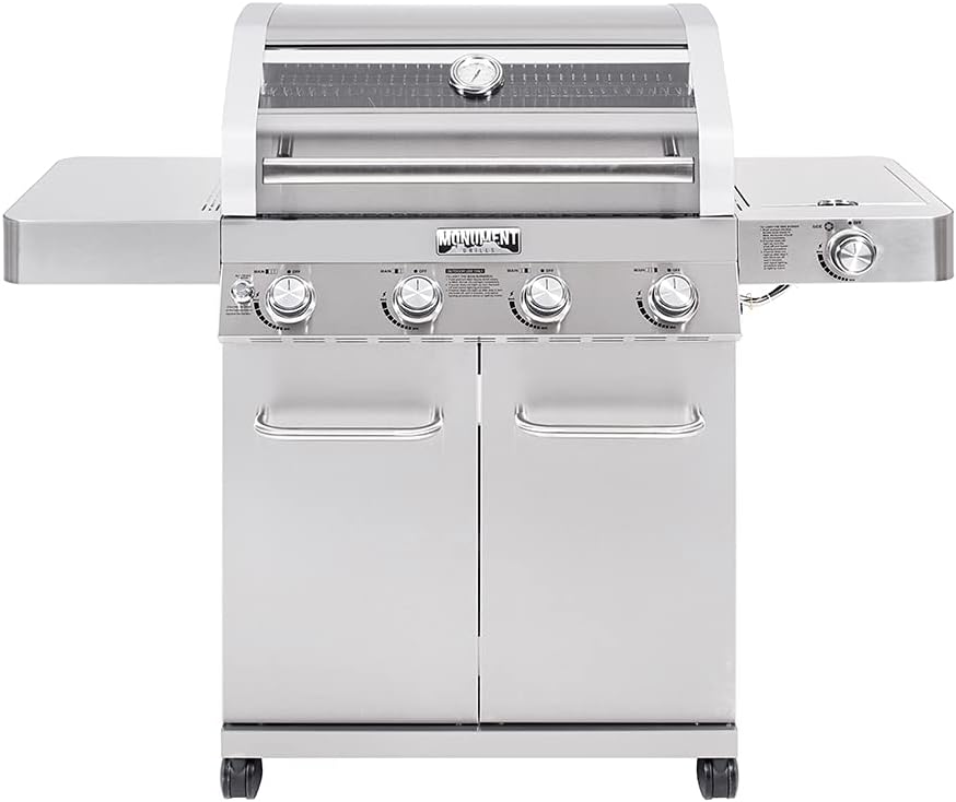 4-Burner Cabinet Style Natural Gas Grill, Stainless Steel Y566