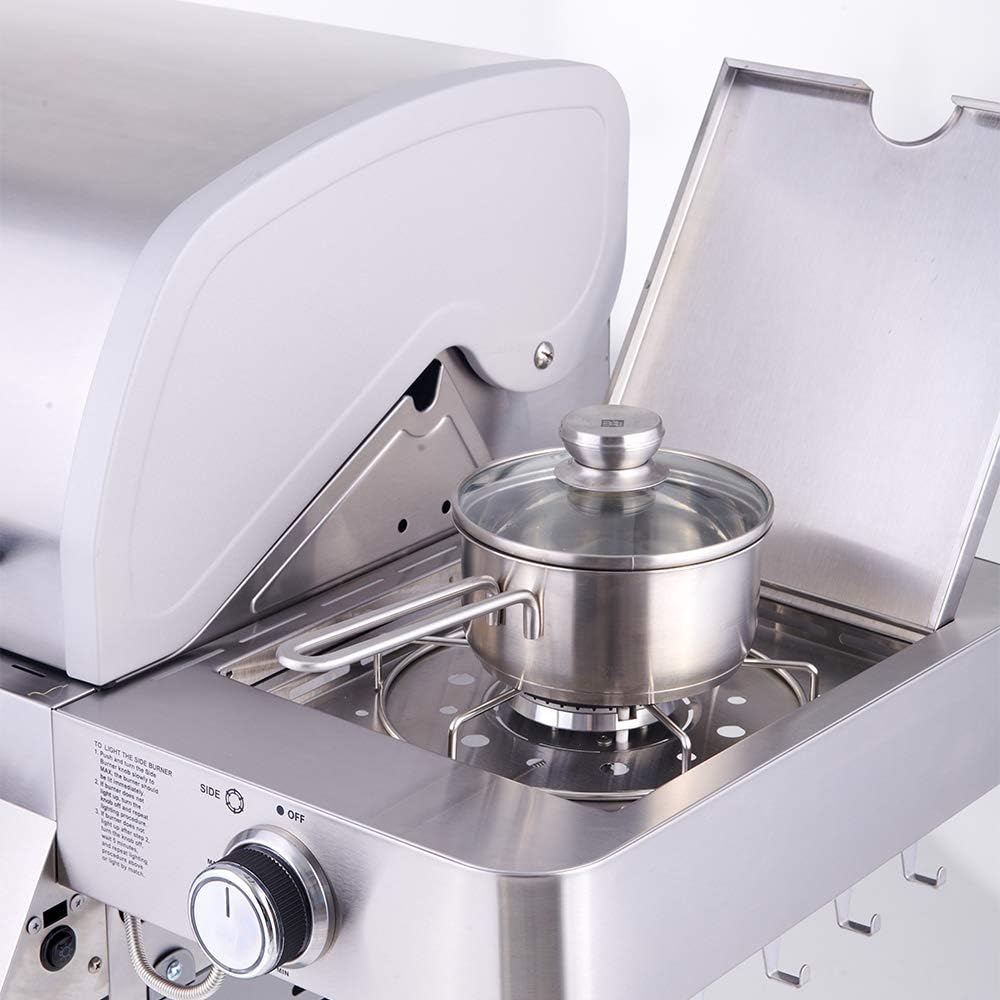 4-Burner Cabinet Style Natural Gas Grill, Stainless Steel Y566