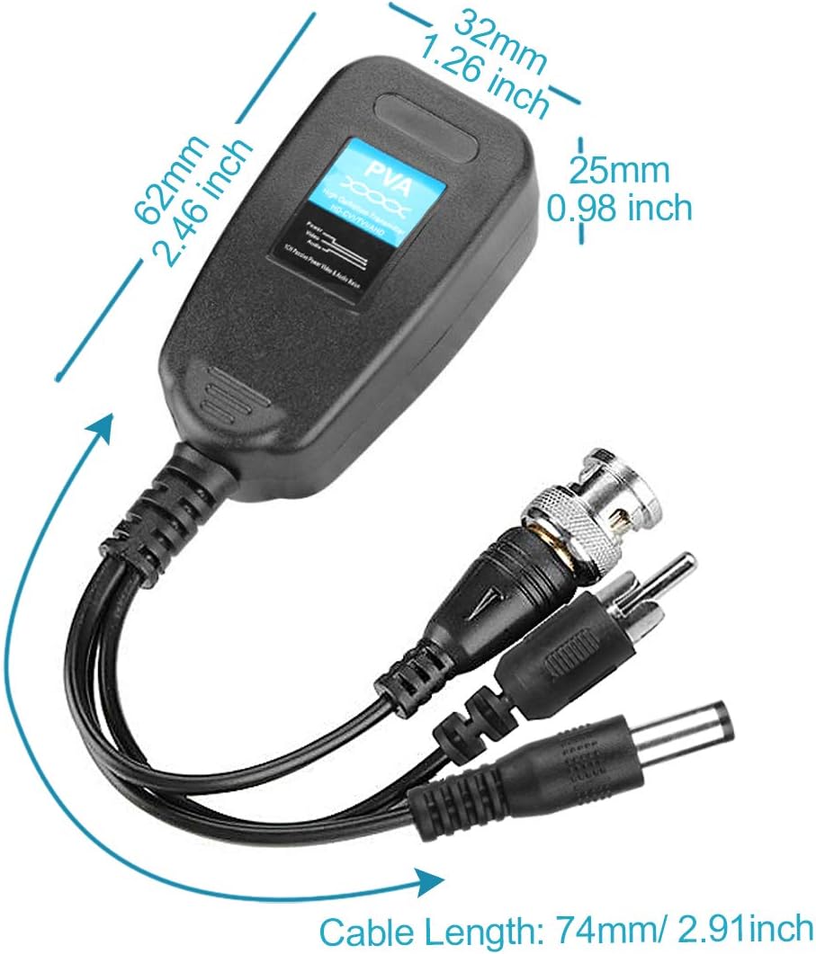 4 Pairs BNC to RJ45 Video Power Balun Adapter U1922