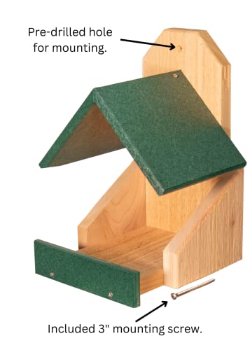 Cedar Robin Roost Birdhouse with Recycled Poly Lumber Roof (Green) O745